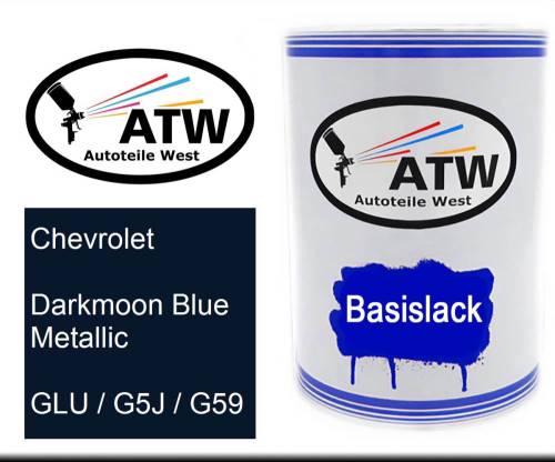 Chevrolet, Darkmoon Blue Metallic, GLU / G5J / G59: 500ml Lackdose, von ATW Autoteile West.